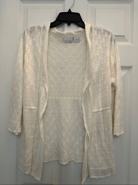 Open-Weave Draped Cardigan
